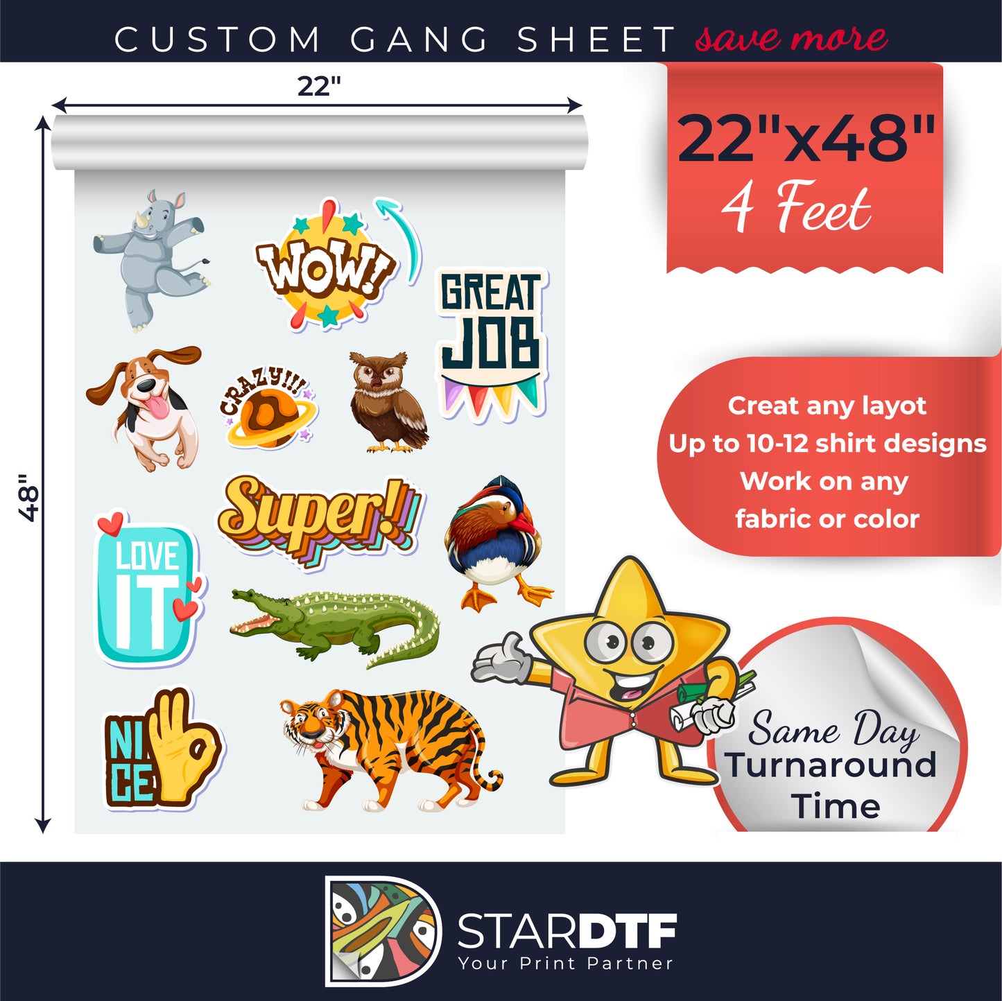 Custom DTF Transfer-UPLOAD YOUR GANG SHEET